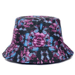 Bucket Hats Reversible Flower Geometric Printing Women Outdoor Hat-Bucket Hats-Arimonz-Tie Dye Black-Arimonz