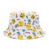 Bucket Hats Reversible Flower Geometric Printing Women Outdoor Hat-Bucket Hats-Arimonz-White Pineapple-Arimonz