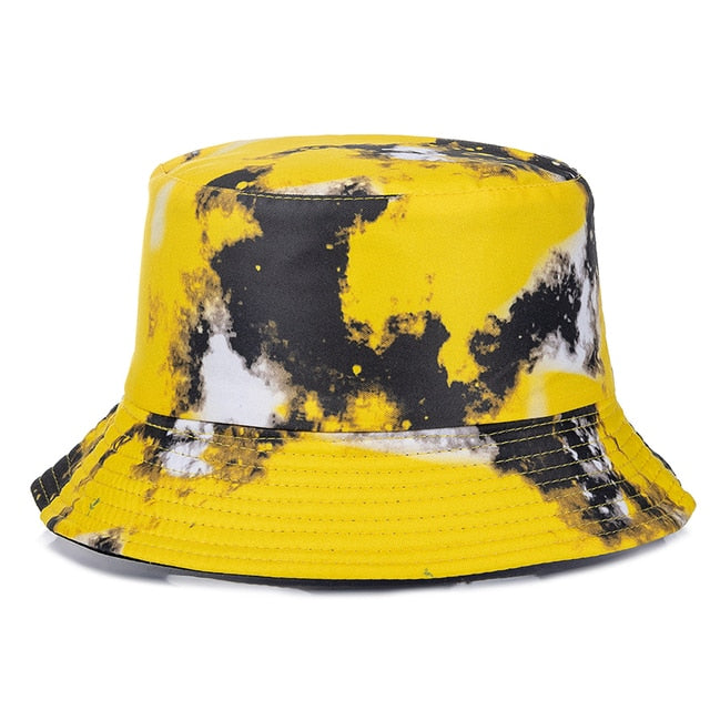 Bucket Hats Reversible Flower Geometric Printing Women Outdoor Hat-Bucket Hats-Arimonz-Yellow-Arimonz