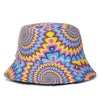 Bucket Hats Reversible Flower Geometric Printing Women Outdoor Hat-Bucket Hats-Arimonz-Yellow Blue-Arimonz