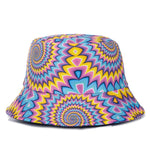 Bucket Hats Reversible Flower Geometric Printing Women Outdoor Hat-Bucket Hats-Arimonz-Yellow Blue-Arimonz