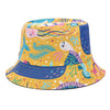 Bucket Hats Reversible Flower Geometric Printing Women Outdoor Hat-Bucket Hats-Arimonz-Yellow Turtle-Arimonz