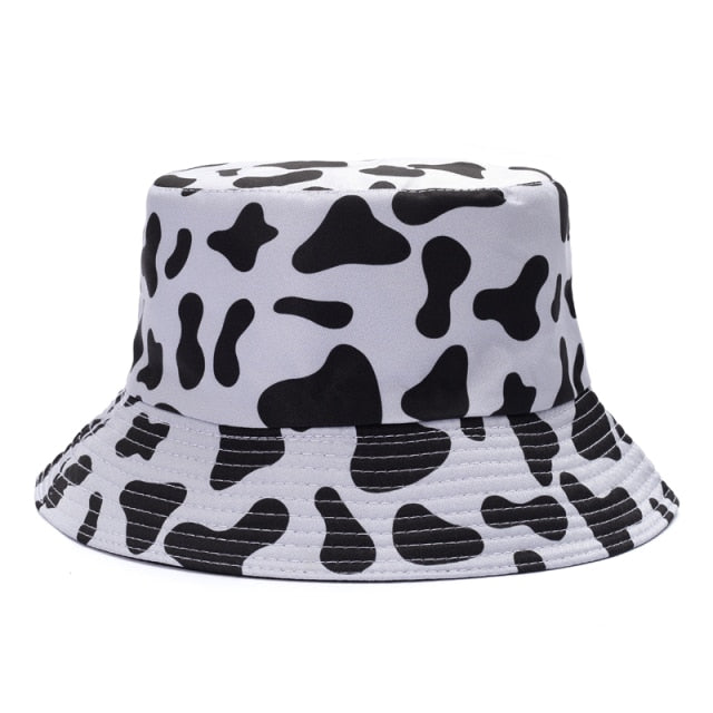 Bucket Hats Women Reversible Summer Print Bucket Hat Travel Hat-Bucket Hats-Arimonz-black gray two side-Arimonz