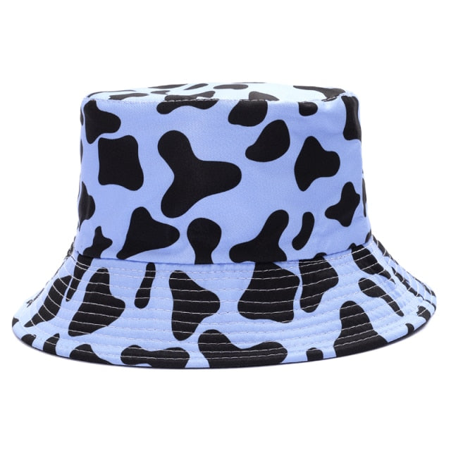 Bucket Hats Women Reversible Summer Print Bucket Hat Travel Hat-Bucket Hats-Arimonz-blue black two side-Arimonz