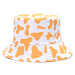 Bucket Hats Women Reversible Summer Print Bucket Hat Travel Hat-Bucket Hats-Arimonz-cow two side yellow-Arimonz