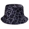 Bucket Hats Women Reversible Summer Print Bucket Hat Travel Hat-Bucket Hats-Arimonz-one side adjustable black gray-Arimonz