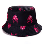Bucket Hats Women Reversible Summer Print Bucket Hat Travel Hat-Bucket Hats-Arimonz-one side adjustable black red-Arimonz