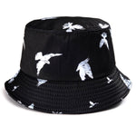 Bucket Hats Women Reversible Summer Print Bucket Hat Travel Hat-Bucket Hats-Arimonz-one side adjustable black white-Arimonz