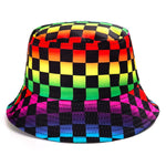 Bucket Hats Women Reversible Summer Print Bucket Hat Travel Hat-Bucket Hats-Arimonz-one side adjustable checkered-Arimonz