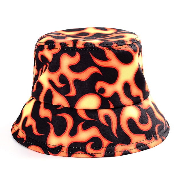 Bucket Hats Women Reversible Summer Print Bucket Hat Travel Hat-Bucket Hats-Arimonz-one side adjustable fire-Arimonz
