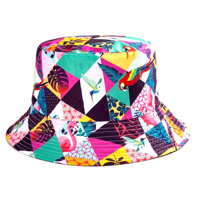 Bucket Hats Women Reversible Summer Print Bucket Hat Travel Hat-Bucket Hats-Arimonz-two side-Arimonz