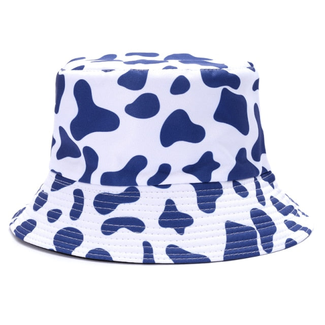 Bucket Hats Women Reversible Summer Print Bucket Hat Travel Hat-Bucket Hats-Arimonz-white blue two side-Arimonz