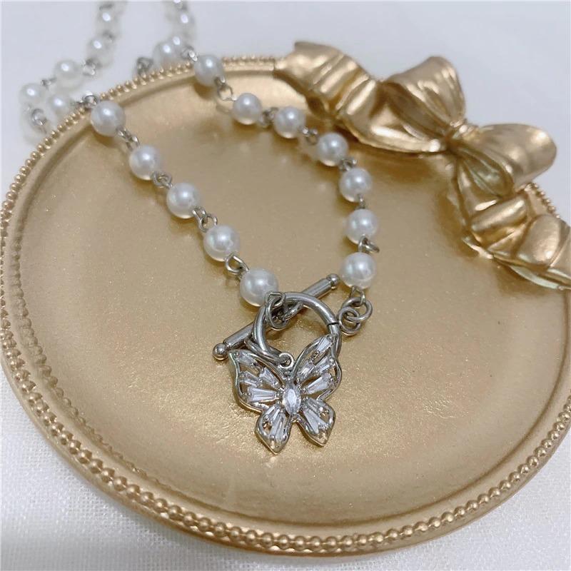 Butterfly Pearl Rhinestones Choker Necklace for Women Fashion Jewelry for Women-Necklaces-Arimonz-Arimonz