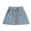 Button A-line High Waist Mini Denim Skirt-Denim Skirts-Arimonz-Arimonz