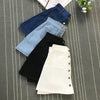 Button A-line High Waist Mini Denim Skirt-Denim Skirts-Arimonz-Arimonz