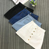 Button A-line High Waist Mini Denim Skirt-Denim Skirts-Arimonz-Arimonz