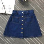 Button A-line High Waist Mini Denim Skirt-Denim Skirts-Arimonz-Arimonz