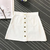 Button A-line High Waist Mini Denim Skirt-Denim Skirts-Arimonz-Arimonz