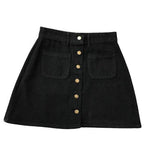 Button A-line High Waist Mini Denim Skirt-Denim Skirts-Arimonz-Black-S-Arimonz