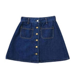 Button A-line High Waist Mini Denim Skirt-Denim Skirts-Arimonz-Blue-S-Arimonz