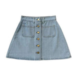 Button A-line High Waist Mini Denim Skirt-Denim Skirts-Arimonz-Sky blue-S-Arimonz