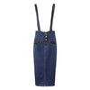 Button Tea Length Pencil Denim Skirts With Straps-Denim Skirts-Arimonz-S-Arimonz
