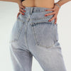 Button Up Jeans for Women Irregular High Waisted Straight Baggy Jeans-Straight Jeans-Arimonz-Arimonz