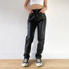 Cargo Pants Women Black Faux Leather High Waist Pant Straight Trouser-Pants-Arimonz-Arimonz
