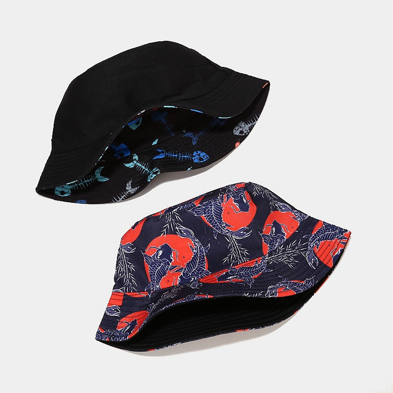 Cartoon Bucket Hat Reversible Fisherman Hat Street Hip Hop Flat Cap-Bucket Hats-Arimonz-Arimonz