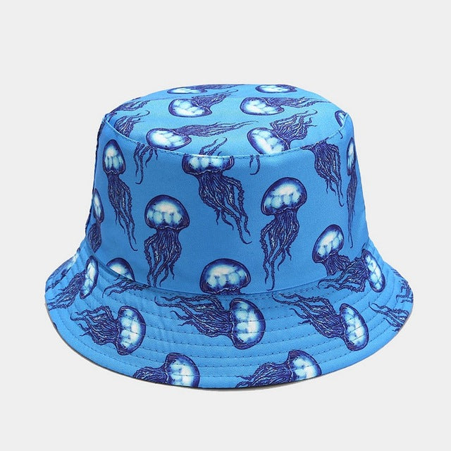 Cartoon Bucket Hat Reversible Fisherman Hat Street Hip Hop Flat Cap-Bucket Hats-Arimonz-Jellyfish blue-Arimonz