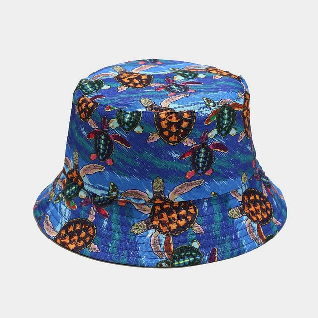 Cartoon Bucket Hat Reversible Fisherman Hat Street Hip Hop Flat Cap-Bucket Hats-Arimonz-sea turtle NAV-Arimonz