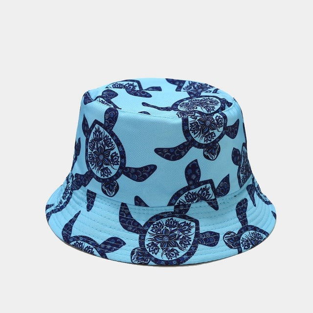 Cartoon Bucket Hat Reversible Fisherman Hat Street Hip Hop Flat Cap-Bucket Hats-Arimonz-turtle blue-Arimonz