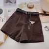 Casual Comfortable Elegant Shorts With Belt Women's Woolen Shorts-Shorts-Arimonz-Arimonz