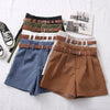 Casual Comfortable Elegant Shorts With Belt Women's Woolen Shorts-Shorts-Arimonz-Arimonz