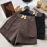 Casual Comfortable Elegant Shorts With Belt Women's Woolen Shorts-Shorts-Arimonz-Arimonz