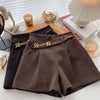 Casual Comfortable Elegant Shorts With Belt Women's Woolen Shorts-Shorts-Arimonz-Arimonz