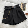 Casual Comfortable Elegant Shorts With Belt Women's Woolen Shorts-Shorts-Arimonz-Black Black Belt-S-Arimonz