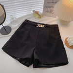 Casual Comfortable Elegant Shorts With Belt Women's Woolen Shorts-Shorts-Arimonz-Black-S-Arimonz
