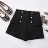Casual Comfortable Elegant Shorts With Belt Women's Woolen Shorts-Shorts-Arimonz-Black with Button-S-Arimonz