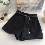 Casual Comfortable Elegant Shorts With Belt Women's Woolen Shorts-Shorts-Arimonz-Black with Chain-S-Arimonz