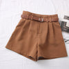 Casual Comfortable Elegant Shorts With Belt Women's Woolen Shorts-Shorts-Arimonz-Brown Brown Belt-S-Arimonz