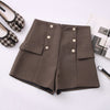 Casual Comfortable Elegant Shorts With Belt Women's Woolen Shorts-Shorts-Arimonz-Brown with Button-S-Arimonz