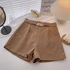 Casual Comfortable Elegant Shorts With Belt Women's Woolen Shorts-Shorts-Arimonz-Light Brown-S-Arimonz