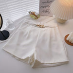 Casual Comfortable Elegant Shorts With Belt Women's Woolen Shorts-Shorts-Arimonz-White-S-Arimonz