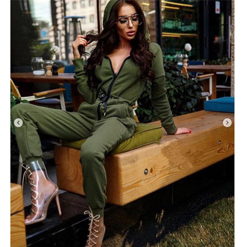 Casual Cotton Hoodies Long Sleeve High Waist Romper In 4 Colors-Casual Jumpsuits & Rompers-Arimonz-Arimonz