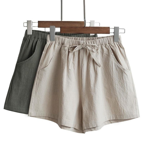 Casual Cotton Linen Shorts Women Home High Waist Shorts Women Shorts-Shorts-Arimonz-Arimonz
