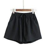 Casual Cotton Linen Shorts Women Home High Waist Shorts Women Shorts-Shorts-Arimonz-Black-S-Arimonz