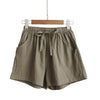 Casual Cotton Linen Shorts Women Home High Waist Shorts Women Shorts-Shorts-Arimonz-g green-S-Arimonz