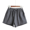Casual Cotton Linen Shorts Women Home High Waist Shorts Women Shorts-Shorts-Arimonz-gray blue-S-Arimonz