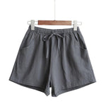 Casual Cotton Linen Shorts Women Home High Waist Shorts Women Shorts-Shorts-Arimonz-gray blue-S-Arimonz